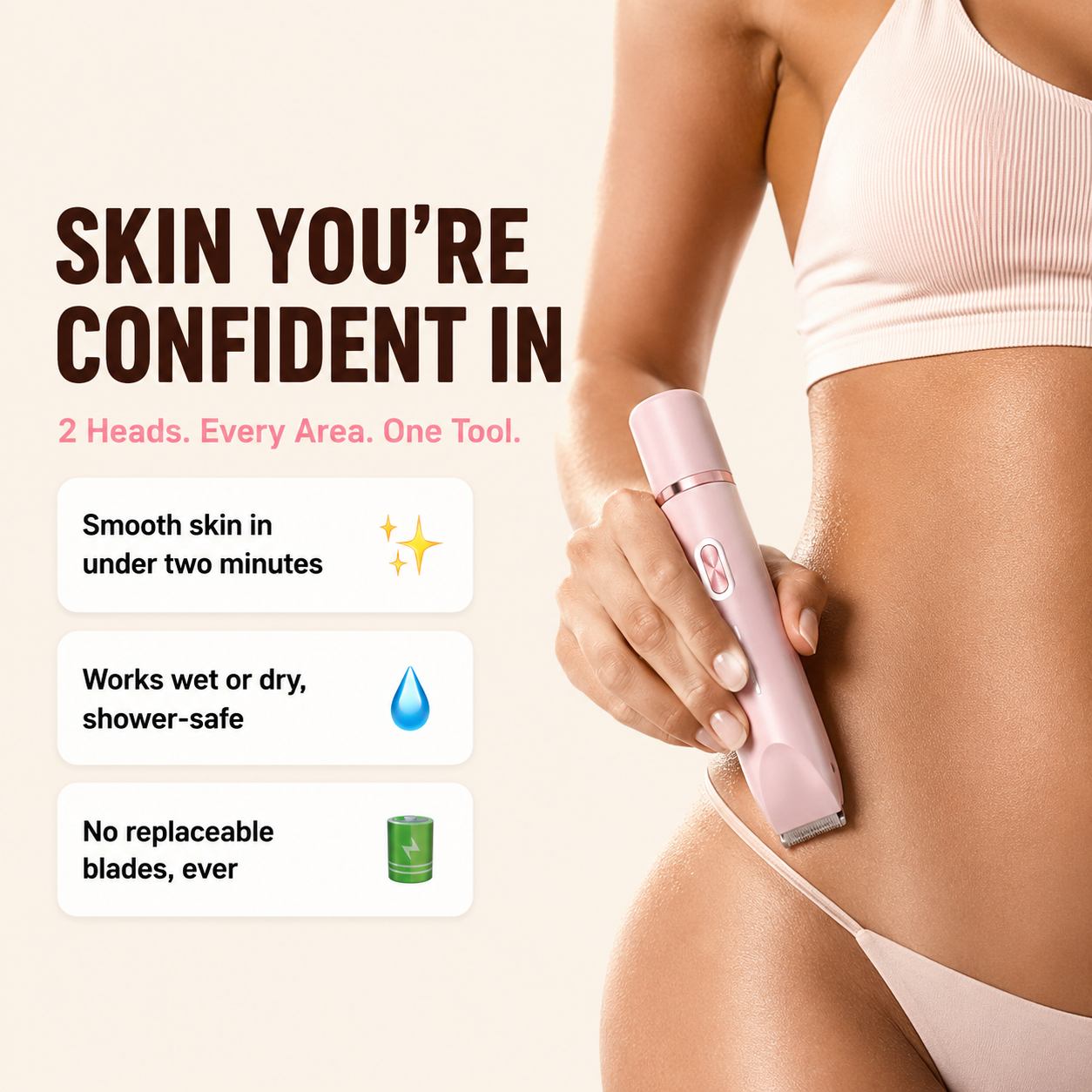 2-in-1 Waterproof Body & Bikini Trimmer